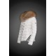 Women Moncler Down Jacket With Raccoon Fur Collar White