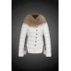 Women Moncler Down Jacket With Raccoon Fur Collar White