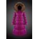 Women Moncler Long Down Coats With Raccoon Fur Collar Purple Red