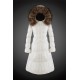 Women Moncler Long Down Coats With Raccoon Fur Collar White