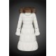 Women Moncler Long Down Coats With Raccoon Fur Collar White