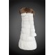 Women Moncler Long Down Coats With Raccoon Fur Collar White