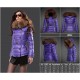 Women Moncler Down Jacket With Raccoon Fur Collar Purple