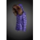 Women Moncler Down Jacket With Raccoon Fur Collar Purple