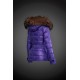 Women Moncler Down Jacket With Raccoon Fur Collar Purple