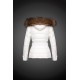 Women Moncler Down Jacket With Raccoon Fur Collar White