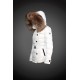 Women Moncler Down Jacket With Raccoon Fur Collar White