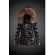 Women Moncler Down Jacket With Raccoon Fur Collar Black