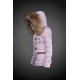 Women Moncler Down Jacket With Raccoon Fur Collar Pink