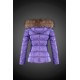 Women Moncler Down Jacket With Raccoon Fur Collar Pruple