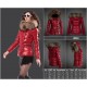 Women Moncler Down Jacket With Raccoon Fur Collar Red