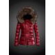 Women Moncler Down Jacket With Raccoon Fur Collar Red