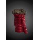 Women Moncler Down Jacket With Raccoon Fur Collar Red