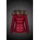 Women Moncler Down Jacket With Raccoon Fur Collar Red