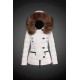 Women Moncler Down Jacket With Raccoon Fur Collar White