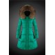 Women Moncler Long Down Coats With Raccoon Fur Collar Green