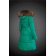 Women Moncler Long Down Coats With Raccoon Fur Collar Green