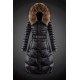 Women Moncler Long Down Coats With Raccoon Fur Collar Black