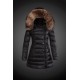 Women Moncler Long Down Coats With Raccoon Fur Collar Black