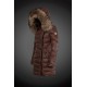 Women Moncler Long Down Coats With Raccoon Fur Collar Brown