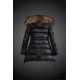 Women Moncler Down Coat With Raccoon Fur Collar Black