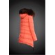 Women Moncler Down Coat With Raccoon Fur Collar Orange