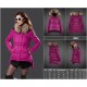 Women Moncler Down Coat With Raccoon Fur Collar Purple Red