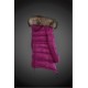 Women Moncler Down Coat With Raccoon Fur Collar Purple Red