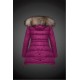 Women Moncler Down Coat With Raccoon Fur Collar Purple Red