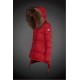 Women Moncler Down Coat With Raccoon Fur Collar Red