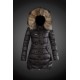 Women Moncler Long Down Coats With Raccoon Fur Collar Black