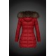 Women Moncler Long Down Coats With Raccoon Fur Collar Red