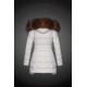 Women Moncler Long Down Coats With Raccoon Fur Collar White