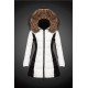 Women Moncler Long Down Coats With Raccoon Fur Collar White Black