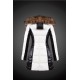 Women Moncler Long Down Coats With Raccoon Fur Collar White Black