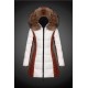 Women Moncler Long Down Coats With Raccoon Fur Collar White Brown