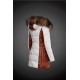 Women Moncler Long Down Coats With Raccoon Fur Collar White Brown