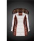 Women Moncler Long Down Coats With Raccoon Fur Collar White Brown