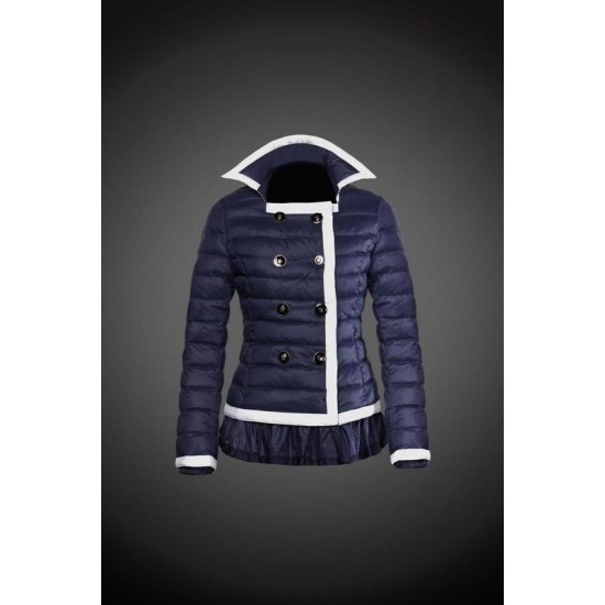 Women Moncler Down Coat Without Hat Blue