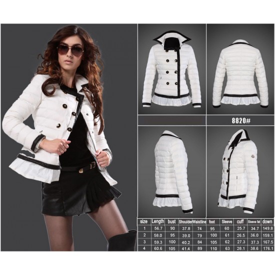 Women Moncler Down Coat Without Hat White