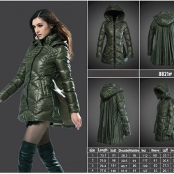 Women Moncler Long Down Coat With Hat Army Green