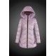 Women Moncler Long Down Coat With Hat Pink