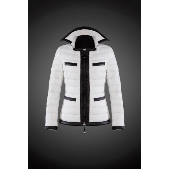 Women Moncler Down Coat Without Hat White