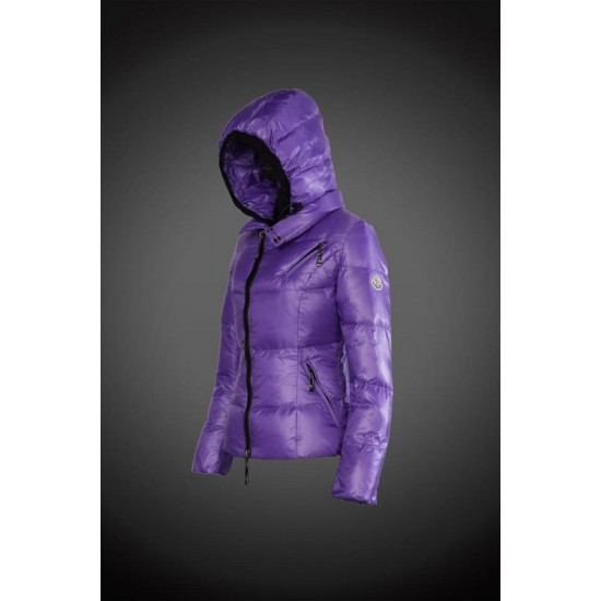 Women Moncler Down Jacket With Hat Purple