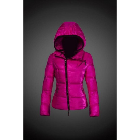 Women Moncler Down Jacket With Hat Rose Red