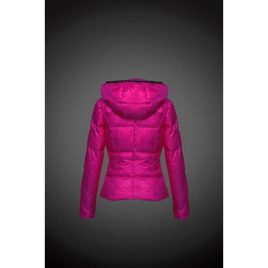 Women Moncler Down Jacket With Hat Rose Red