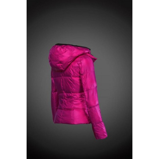 Women Moncler Down Jacket With Hat Rose Red