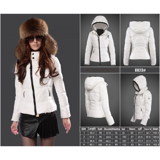 Women Moncler Down Jacket With Hat White