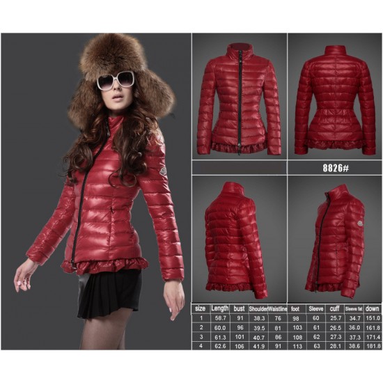 Women Moncler Down Coat Without Hat Red