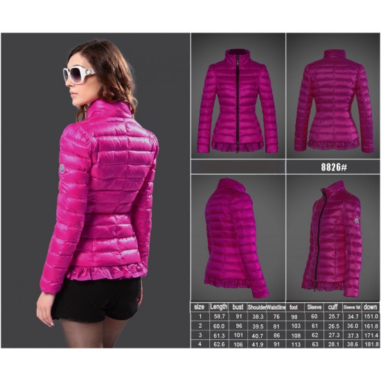 Women Moncler Down Coat Without Hat Rose Red